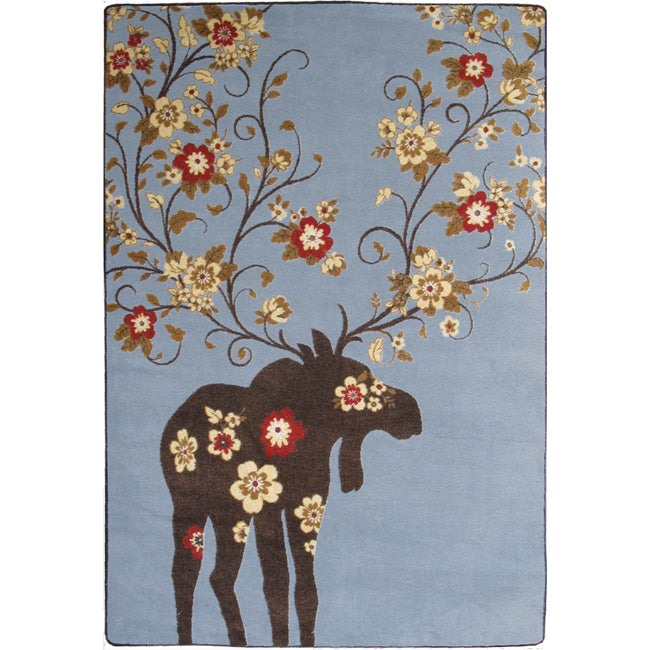 Moose Blossom Blue Rug - 8 x 11