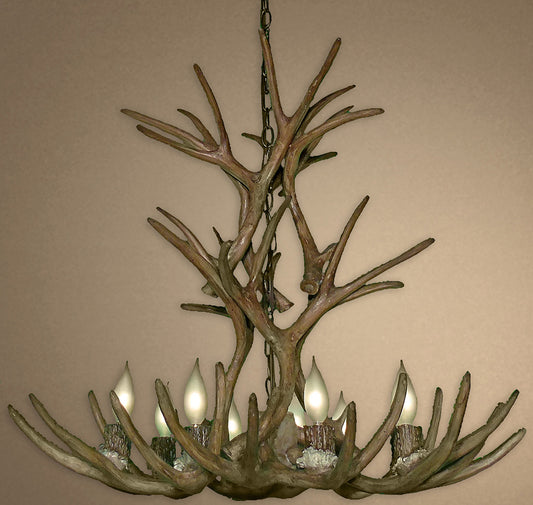 Elongated Reproduction Mule Deer Antler Chandelier