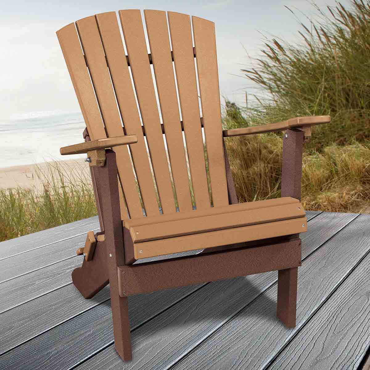 Kingston Adirondack Folding Chair - Cedar & Tudor Brown