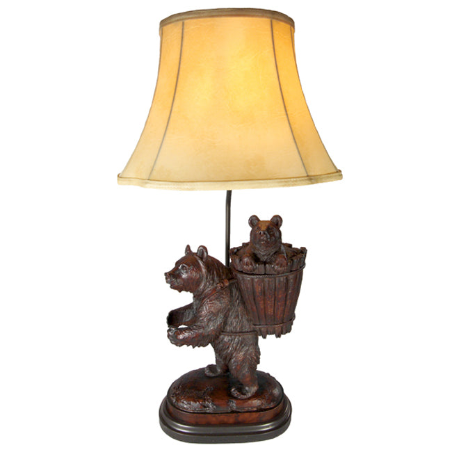 Trudging Mama Bear Black Forest Lamp
