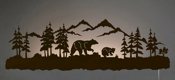 Black Bear Family Back Lit Wall Art