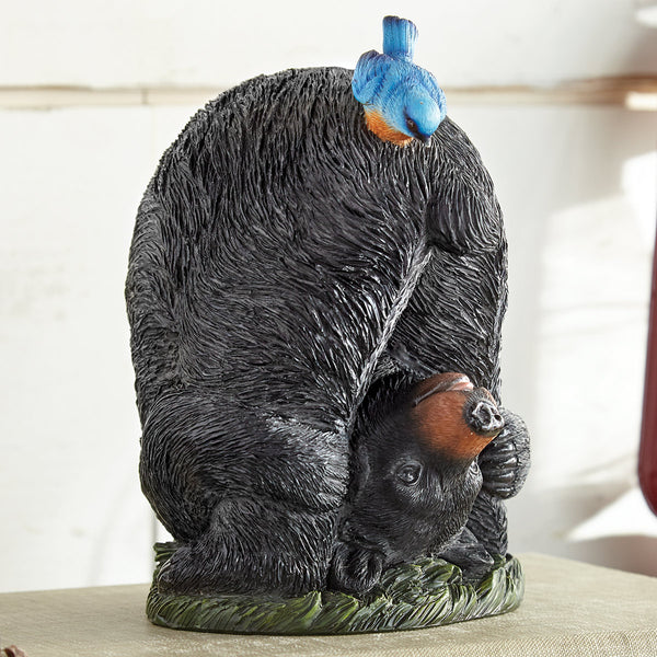 Black Bear & Blue Bird Figurine