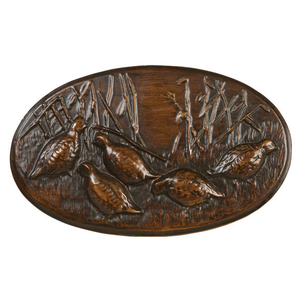 Quail Family Plaque - English Oak
