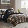 Brown Plaid Sherpa Comforter Set - King