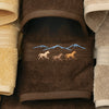 Running Horses Chocolate Embroidered Hand Towel