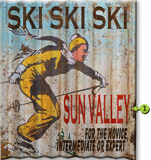 Ski Ski Ski Personalized Corrugated Metal Sign