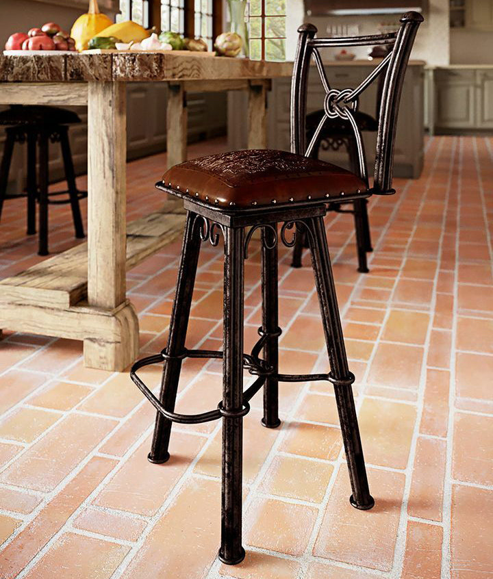 Coronado Iron Barstool with Back - Colonial Brown