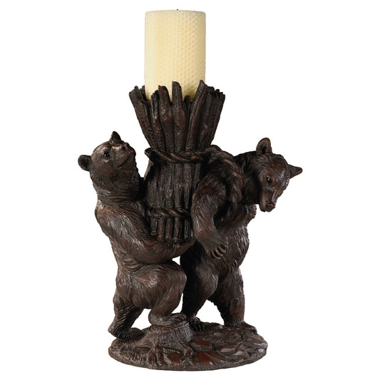 Helping Bears Candleholder - Burlwood