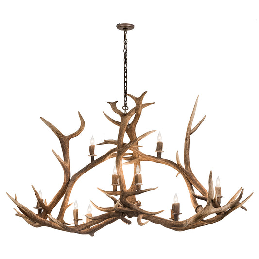 Crossbar Elk Antler Chandelier - 10 Light