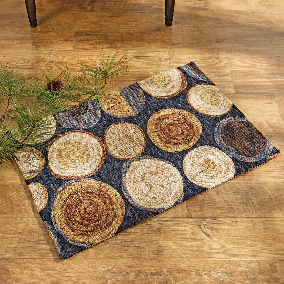 Log Slice Hooked Rug - 2 x 3 - OVERSTOCK