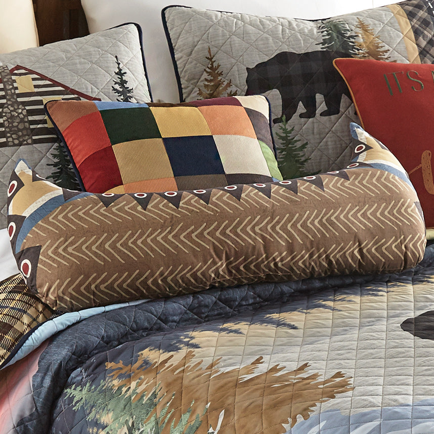 Woodland Bear Cabin Canoe Pillow