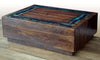 Rustic Iron & Wood Coffee Table with Glass Border