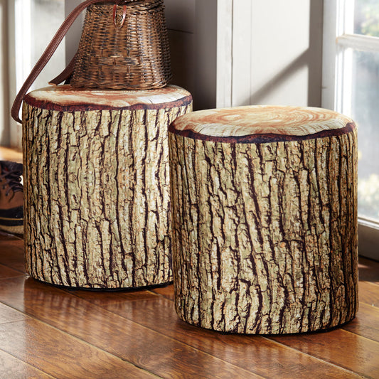 Cushioned Tree Bark Log Seat