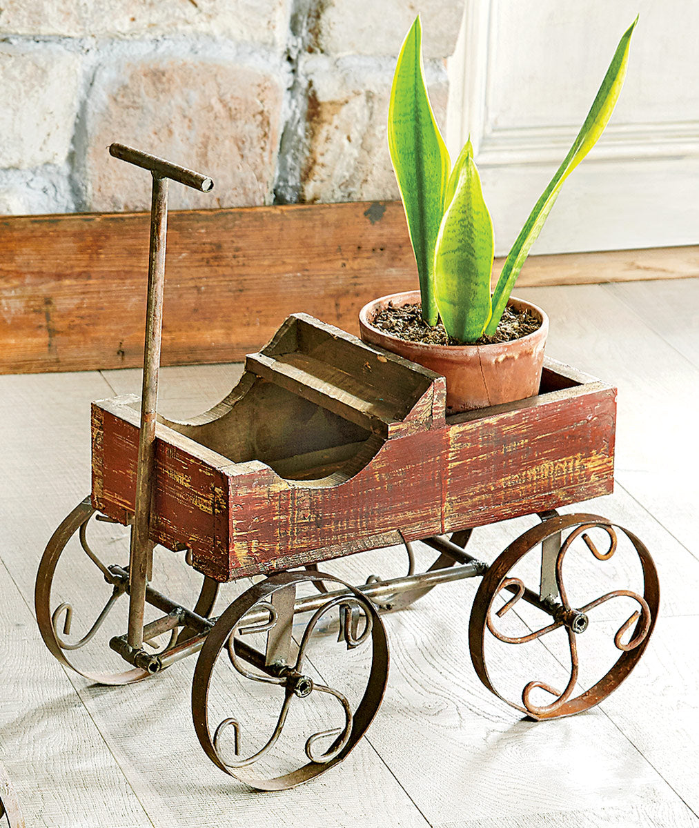 Western Wagon Planter - Red - OVERSTOCK