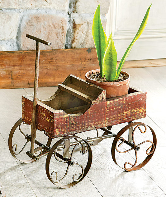 Western Wagon Planter - Red - OVERSTOCK