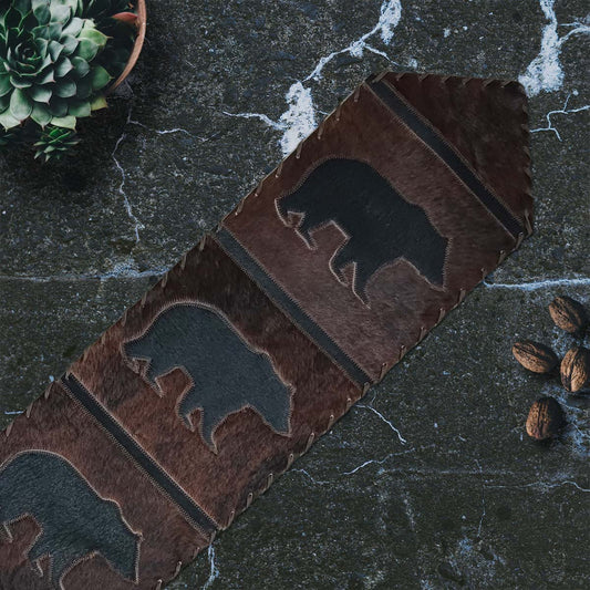 Midnight Bear Leather Table Runner - 96 Inch