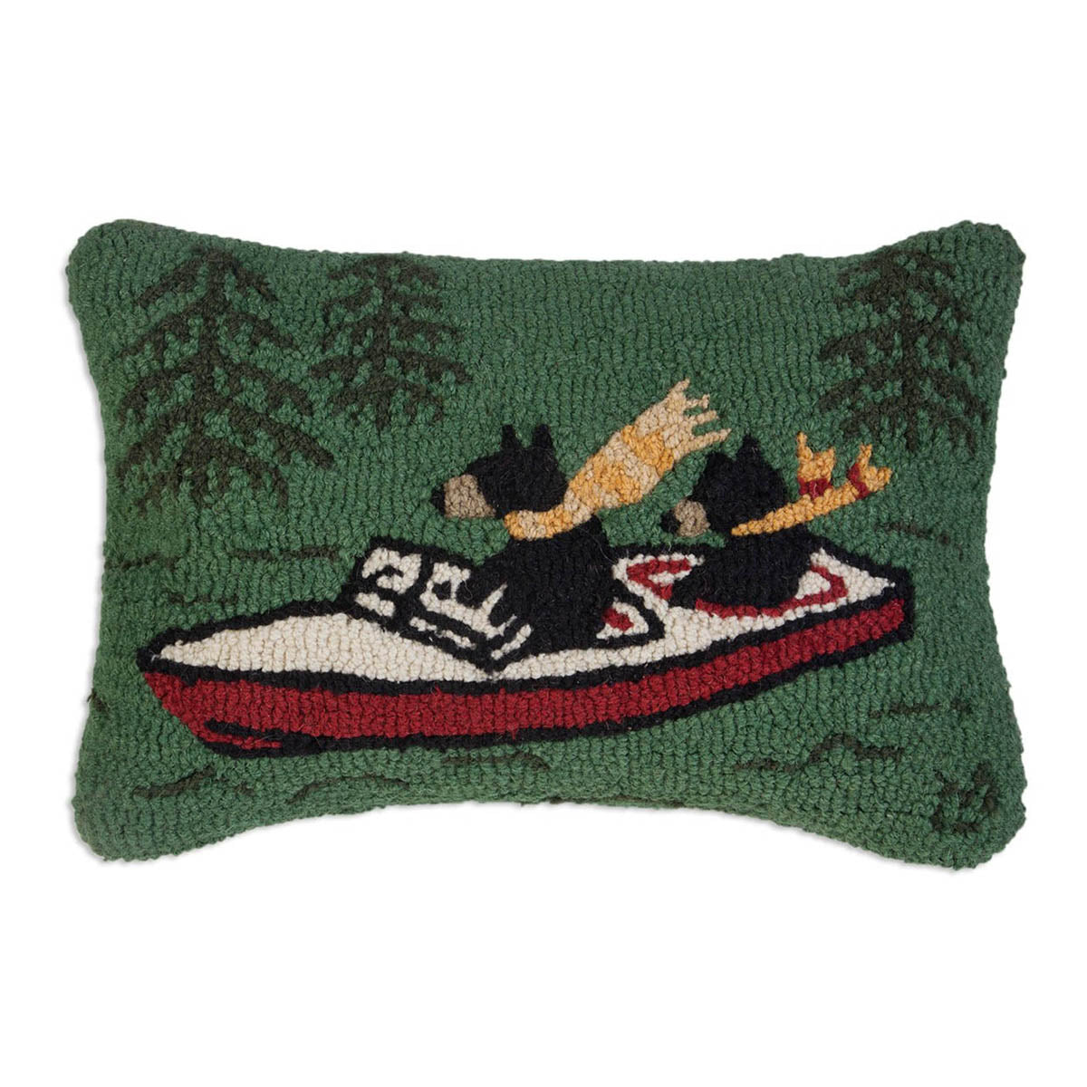 Boating Bears Hooked Wool Pillow