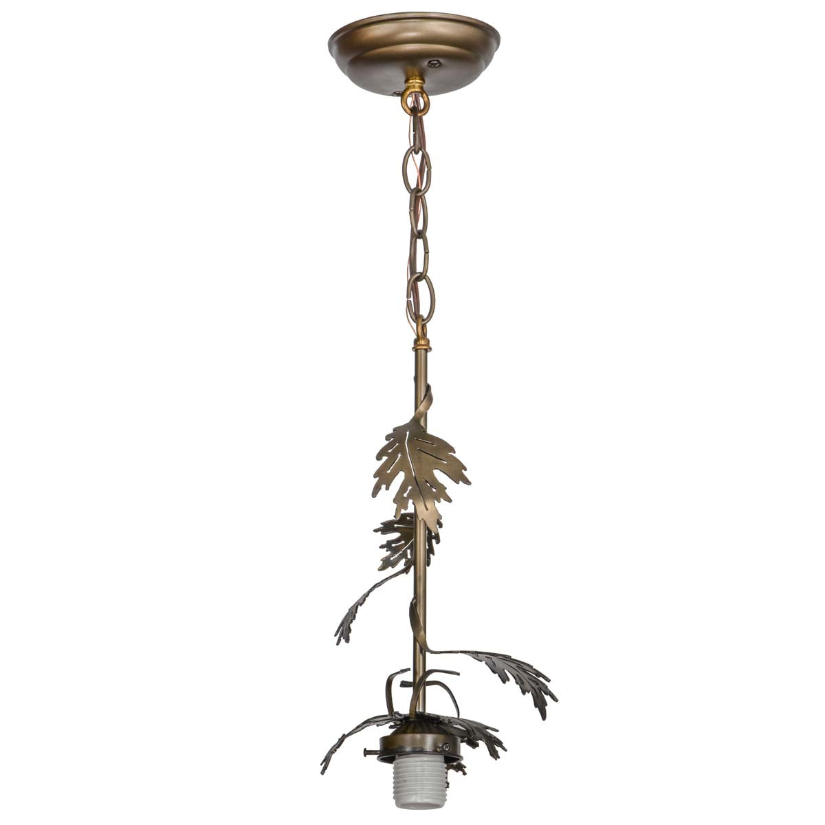 Antique Copper Oak Leaf Pendant Light