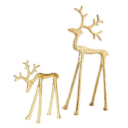 Golden Antlers Iron Sculptures - Set of 2