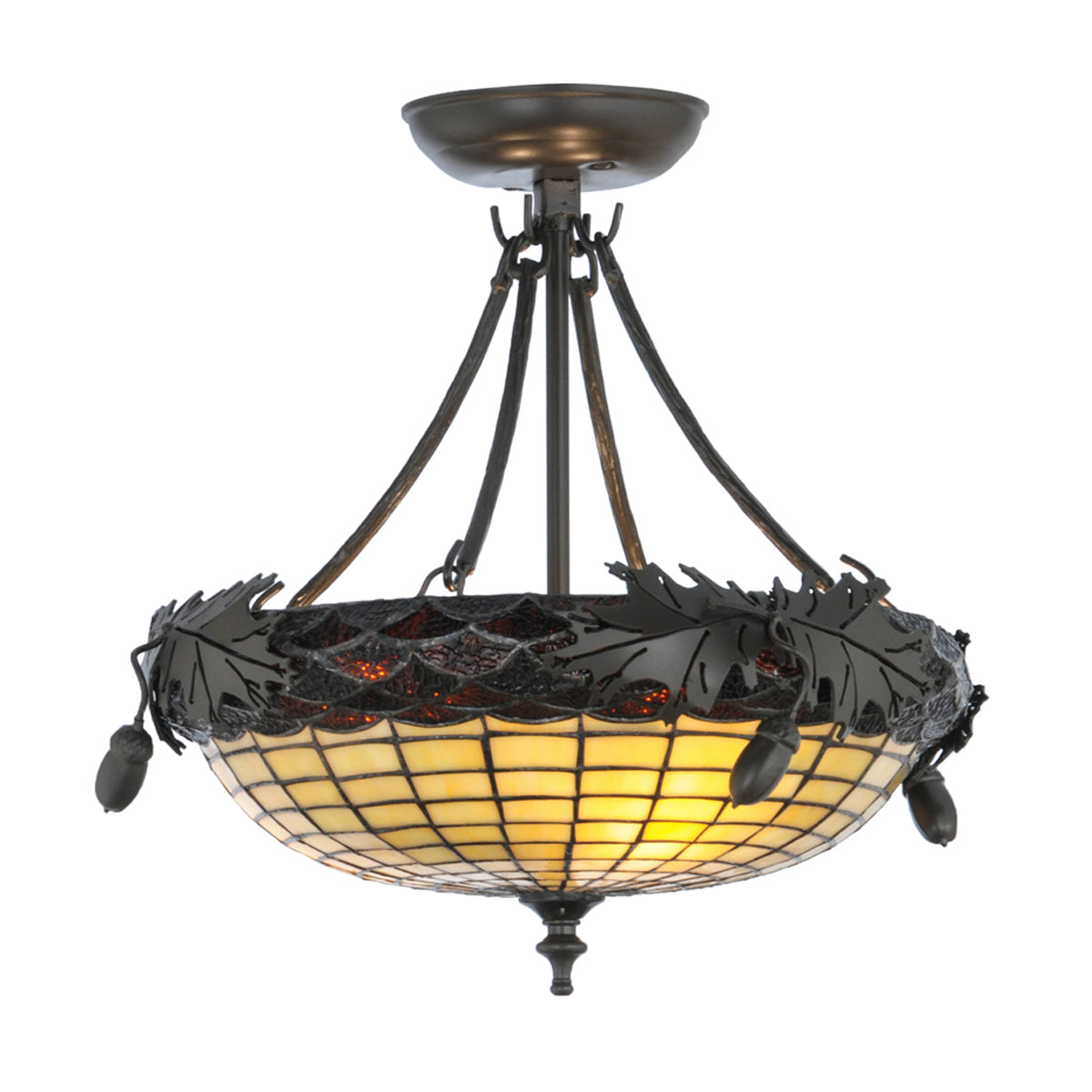 Oak Panes Semi Flush Mount Fixture