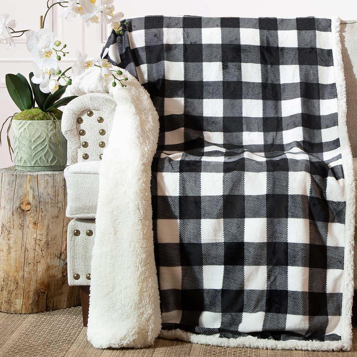Timber Black & White Plaid Throw