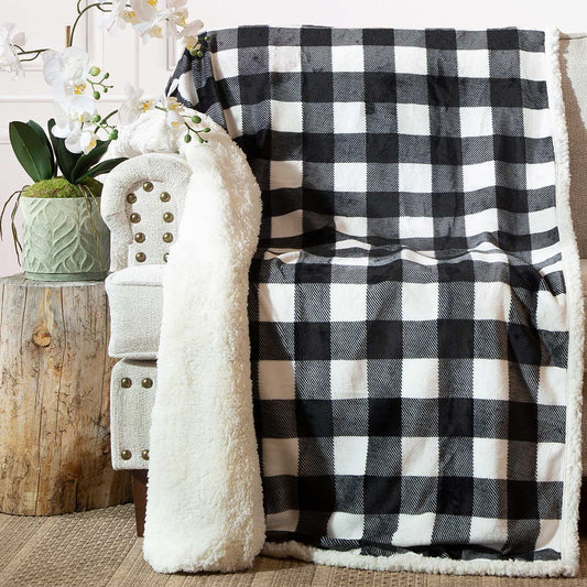 Timber Black & White Plaid Throw