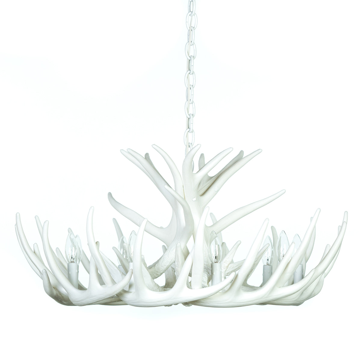 Whitetail Deer 12 Antler Cascade White Chandelier