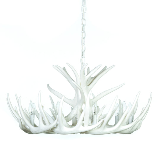 Whitetail Deer 12 Antler Cascade White Chandelier