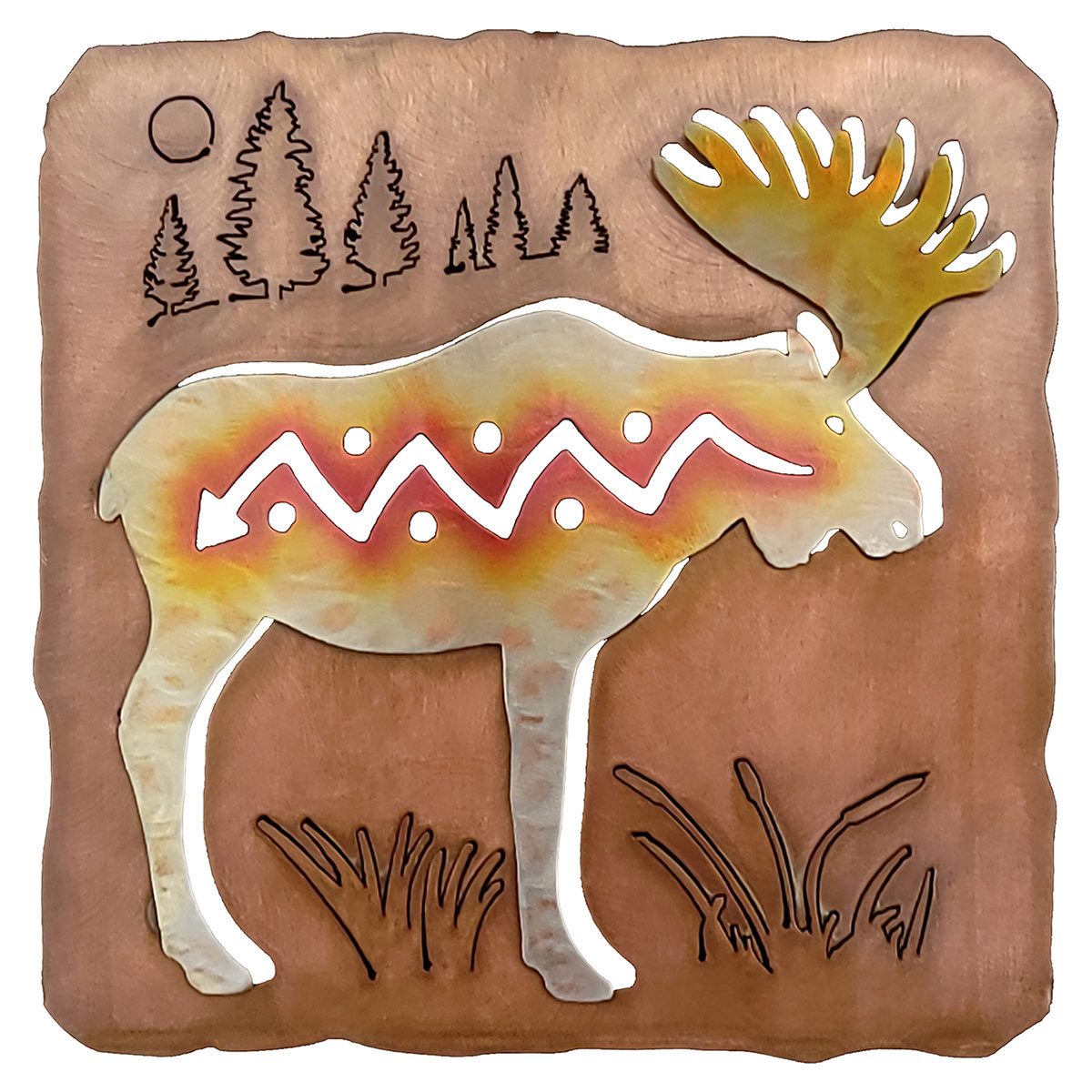 Tribal Moose Square Cutout Wall Art