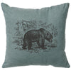Bear Scene Linen Pillow - Ocean