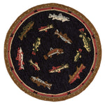 River Fish Hooked Wool Rug - 3 Ft. Round