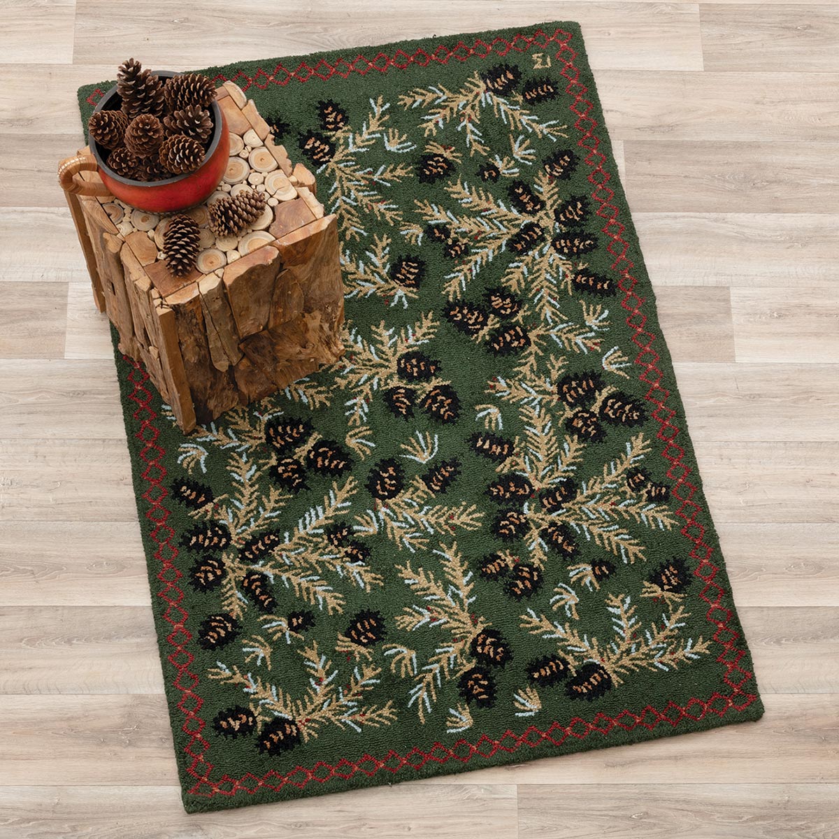 Diamond Pine Hooked Wool Rug - 2 x 4