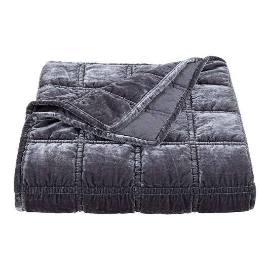 Azure Gray Velvet Box Stitch Throw