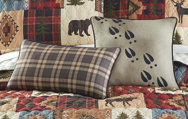 Bear & Moose Patchwork Pillows - Set of 2