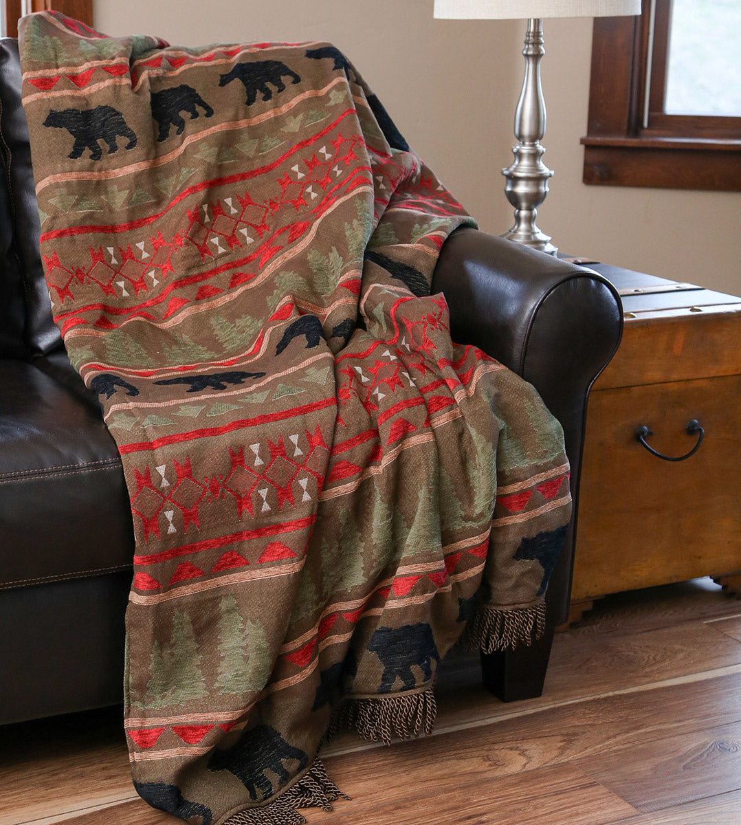 Woodland Bears Lined Chenille Throw