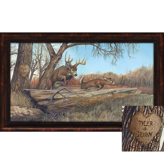 Personalized Whitetail Deer Framed Canvas
