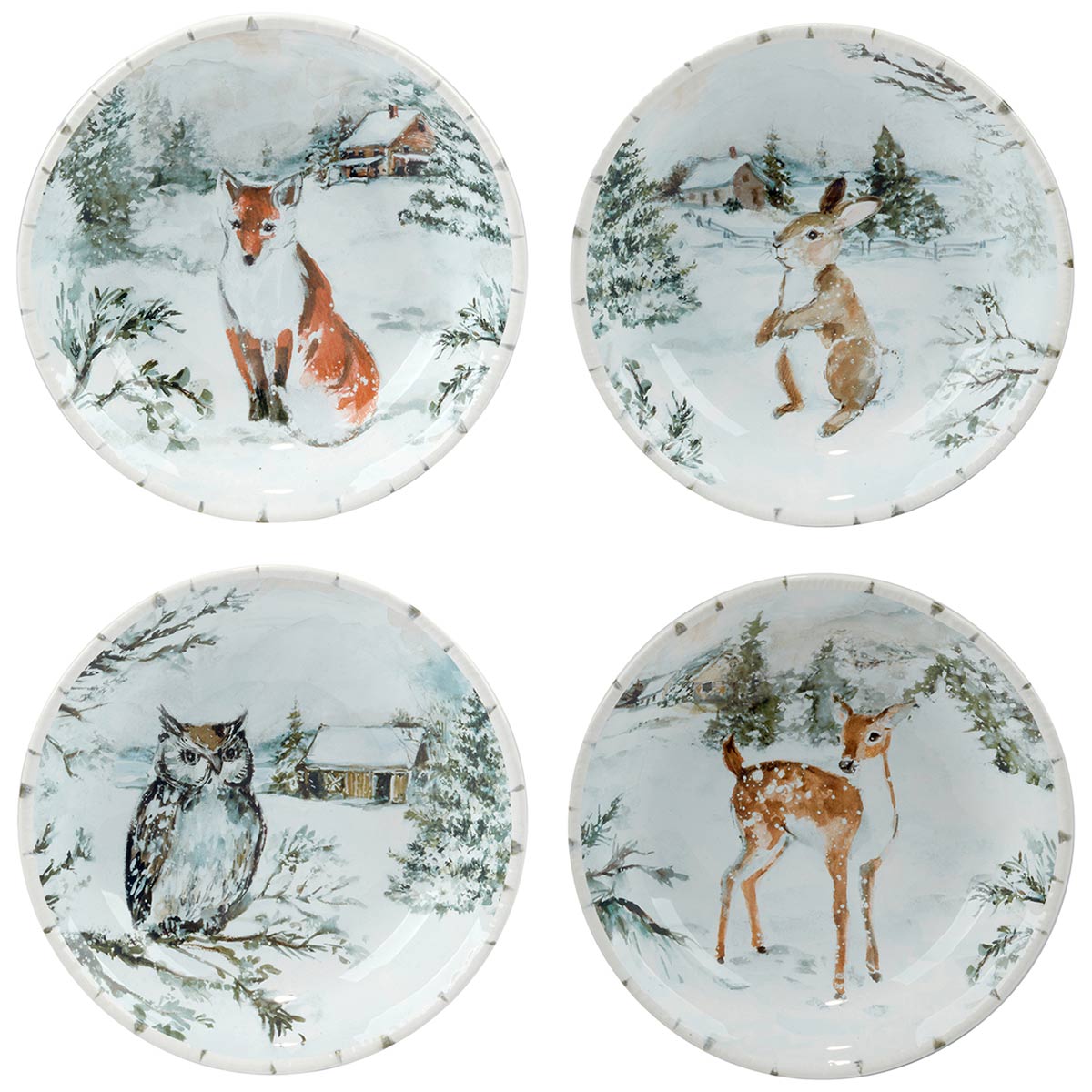 December Woodland Soup Bowls-Set of 4