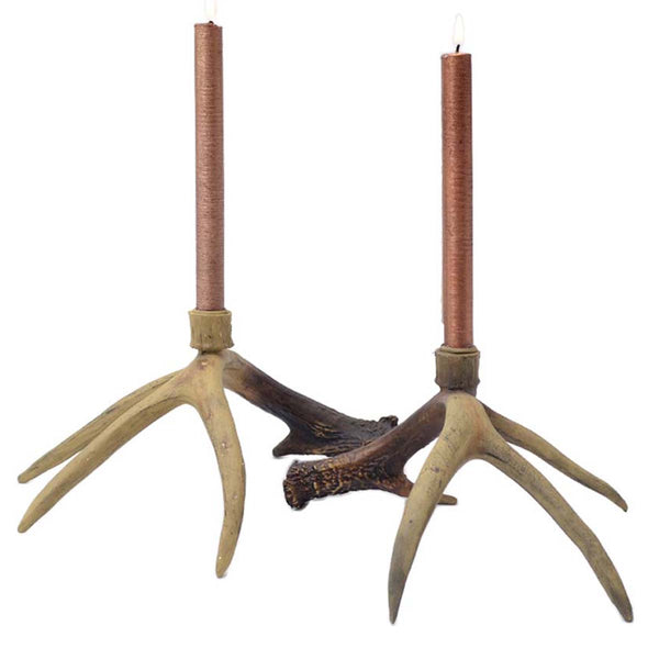 Rustic Antler Candlestick - Set of 2