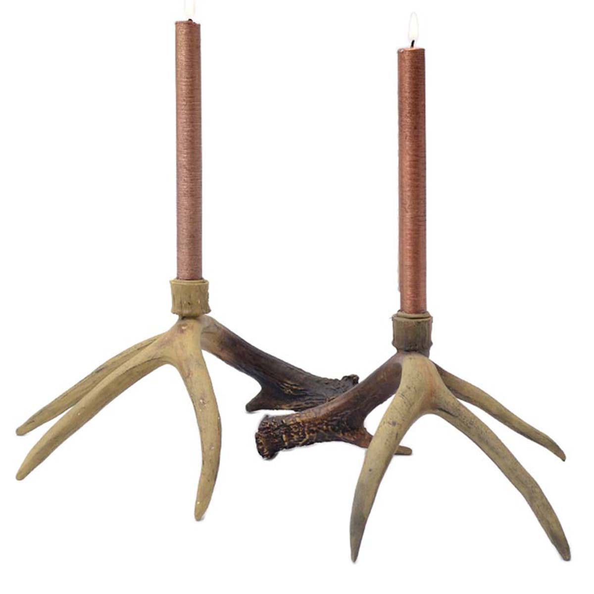 Rustic Antler Candlestick - Set of 2