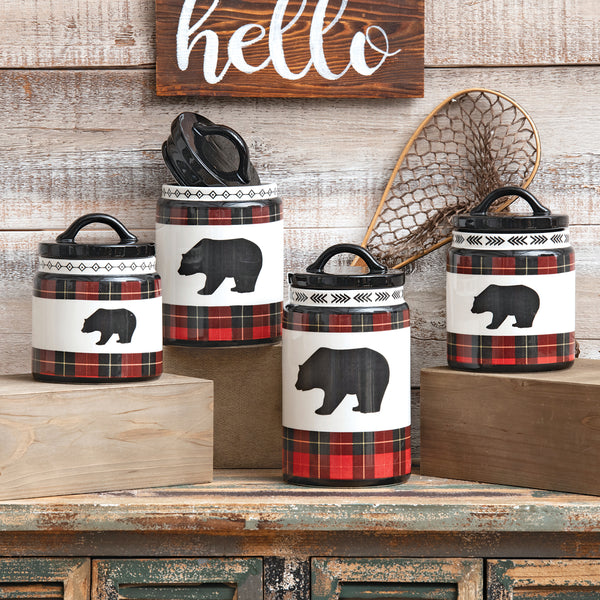 Black Bear Plaid Canister Set