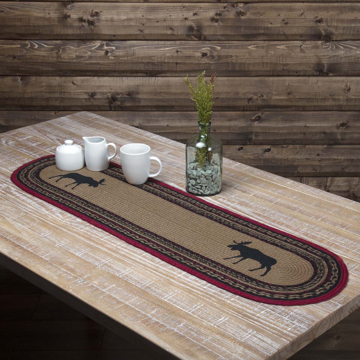 Stenciled Moose on the Loose Oval Runner - 1 x 4