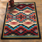 Rustic Cross Blue Southwestern Rug - 4 x 5
