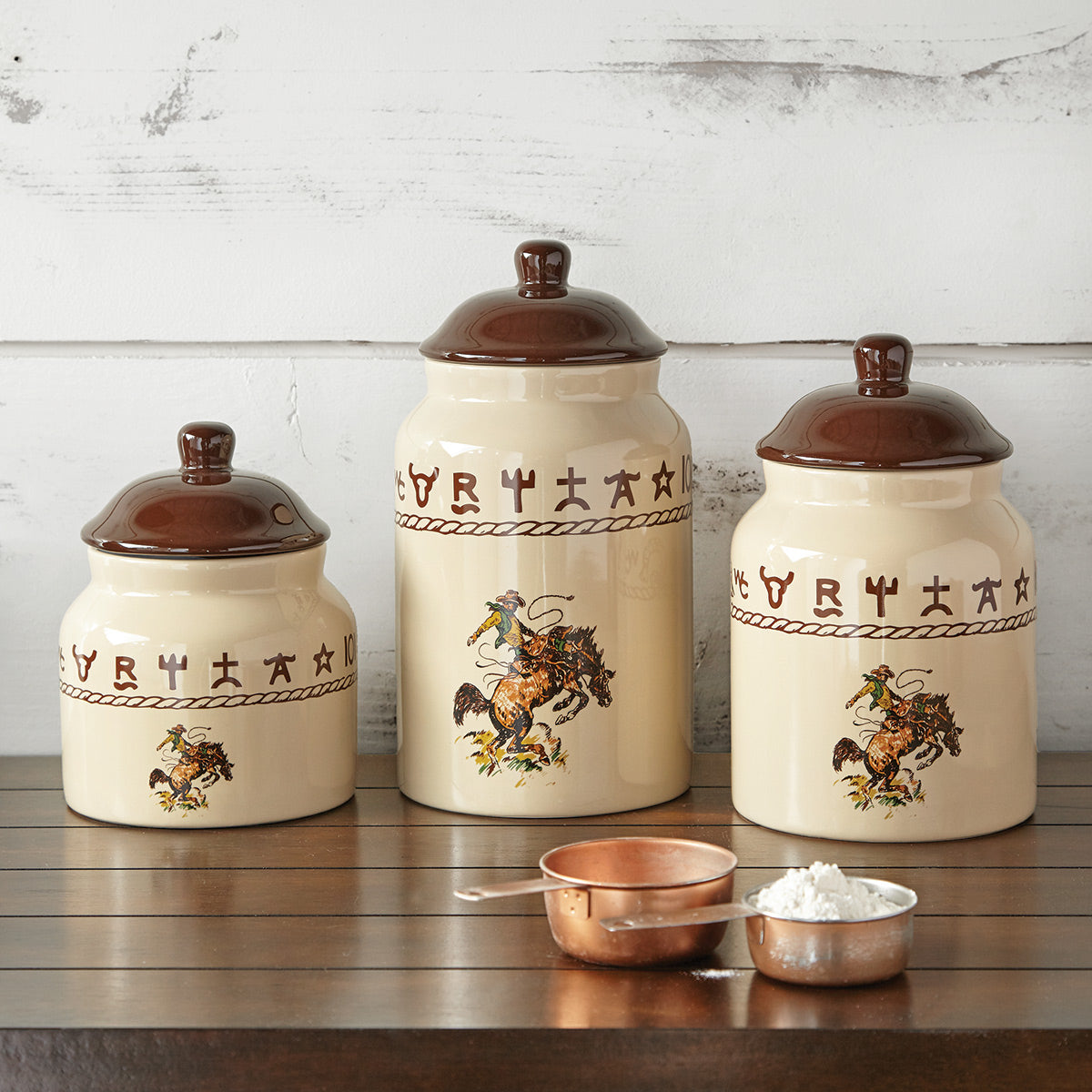Bucking Bronco Ceramic Canisters - Set of 3
