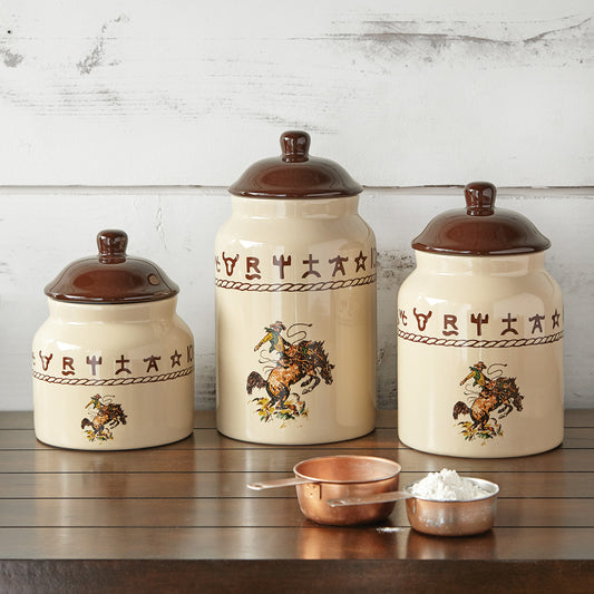 Bucking Bronco Ceramic Canisters - Set of 3