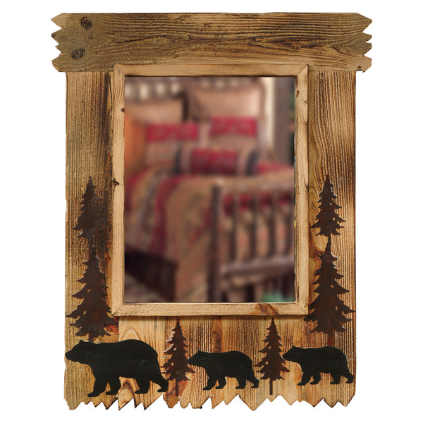 Wood Black Bear Mirror