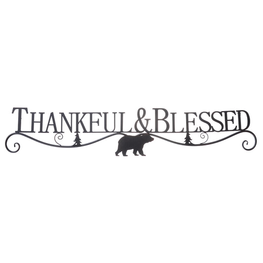 Thankful & Blessed Metal Bear Wall Hanging