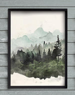 Serene Forest Watercolor Wall Art - 1