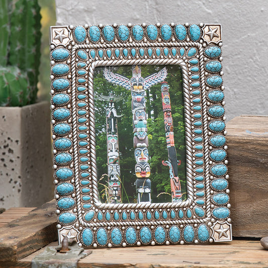 Turquoise Hills Beaded Star Photo Frame- SALE - OUT OF STOCK UNTIL 06/20/2026