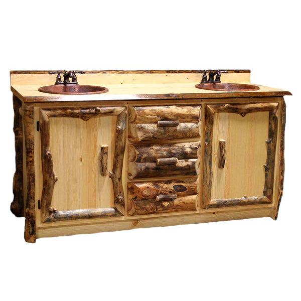 Aspen Double Vanity with Copper Sinks and Faucets