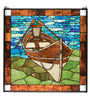 Beached Guideboat Stained Glass Window